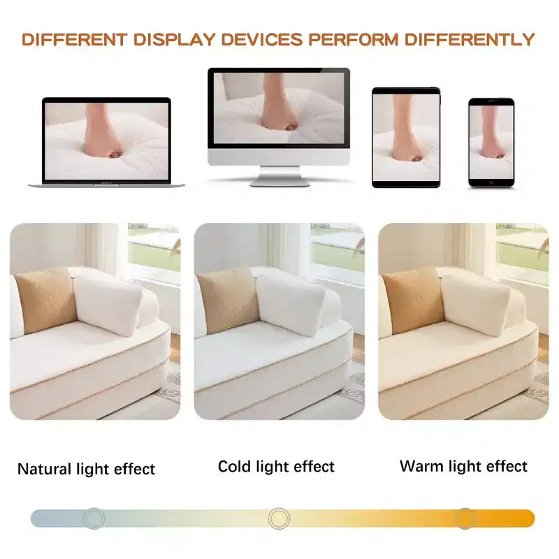 106 Divano Senza Struttura in Tessuto Teddy 32D, Design a Colori a Contrasto, Morbido e Comodo con Chaise Longue a L, per Soggiorno