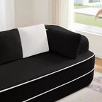 106 Divano Senza Struttura in Tessuto Teddy 32D, Design a Colori a Contrasto, Morbido e Comodo con Chaise Longue a L, per Soggiorno