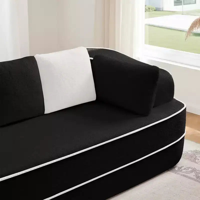 106 Divano Senza Struttura in Tessuto Teddy 32D, Design a Colori a Contrasto, Morbido e Comodo con Chaise Longue a L, per Soggiorno