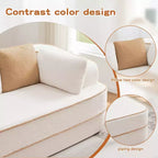 106 Divano Senza Struttura in Tessuto Teddy 32D, Design a Colori a Contrasto, Morbido e Comodo con Chaise Longue a L, per Soggiorno