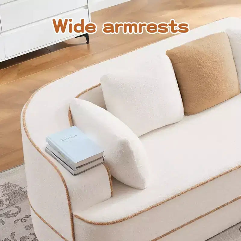 106 Divano Senza Struttura in Tessuto Teddy 32D, Design a Colori a Contrasto, Morbido e Comodo con Chaise Longue a L, per Soggiorno