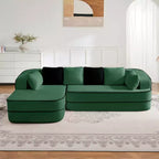 106 Divano Senza Struttura in Tessuto Teddy 32D, Design a Colori a Contrasto, Morbido e Comodo con Chaise Longue a L, per Soggiorno