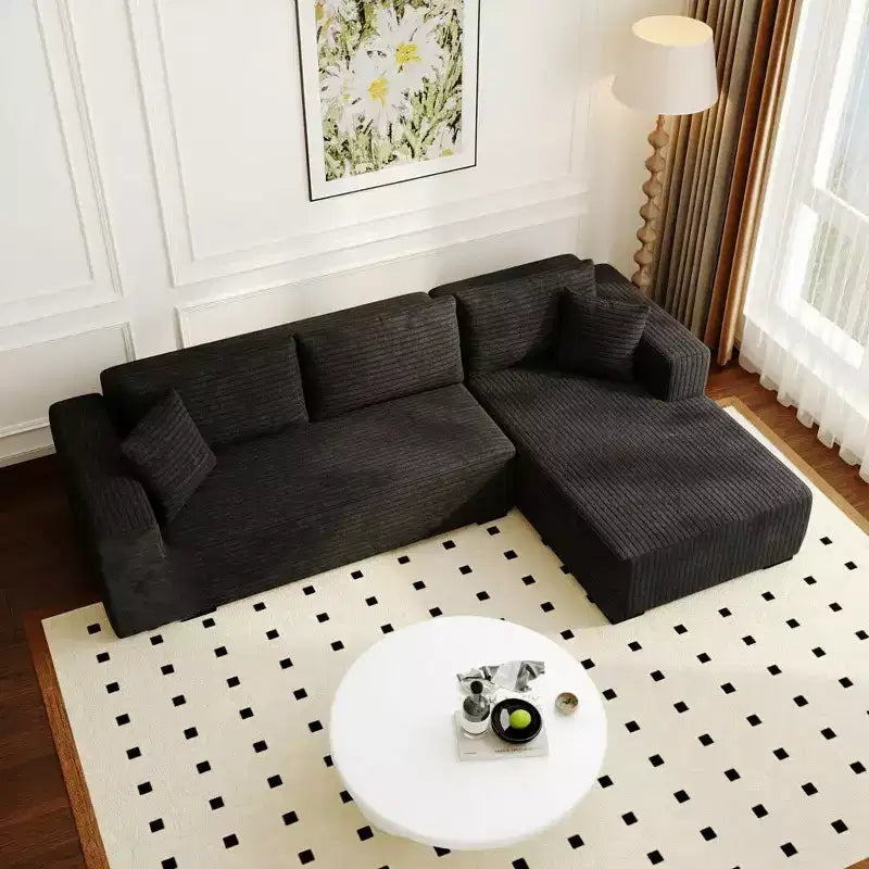 Divano componibile moderno Famapy – Comfort e stile per ambienti contemporanei. Divano letto in cotone compresso senza montaggio con chaise longue.