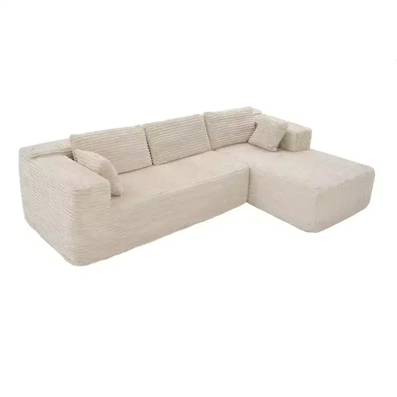 Divano componibile moderno Famapy – Comfort e stile per ambienti contemporanei. Divano letto in cotone compresso senza montaggio con chaise longue.