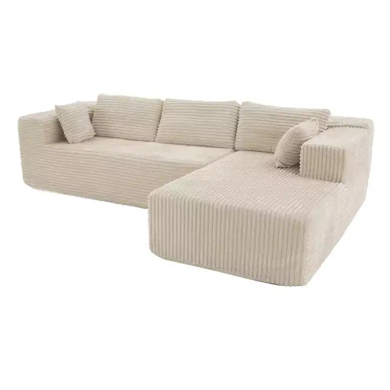 Divano componibile moderno Famapy – Comfort e stile per ambienti contemporanei. Divano letto in cotone compresso senza montaggio con chaise longue.