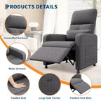 Poltrona reclinabile ergonomica con schienale alto imbottito, divano reclinabile con sedile imbottito, 2 tasche laterali, poltrona Home Theater per soggiorno