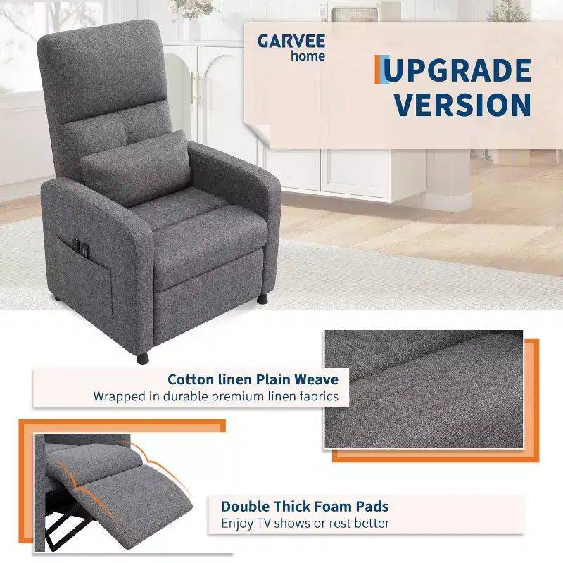 Poltrona reclinabile ergonomica con schienale alto imbottito, divano reclinabile con sedile imbottito, 2 tasche laterali, poltrona Home Theater per soggiorno