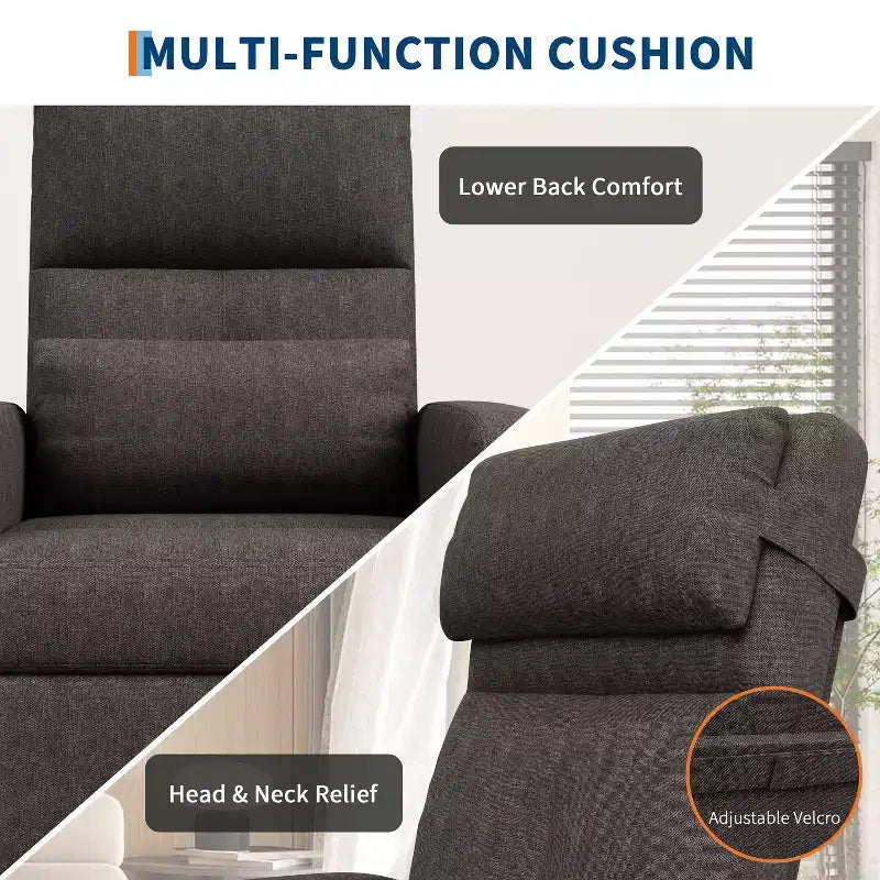 Poltrona reclinabile ergonomica con schienale alto imbottito, divano reclinabile con sedile imbottito, 2 tasche laterali, poltrona Home Theater per soggiorno