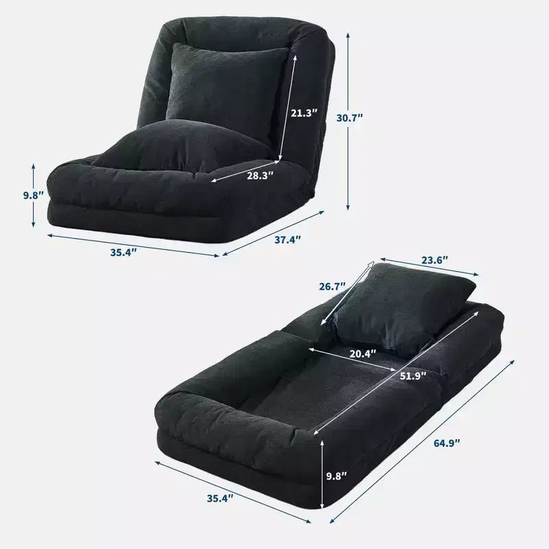 GustoWave 64,9'' Divano Letto Pigro Regolabile a 5 Posizioni, Letto Imbottito per Persone e Cani, Sedia a Sdraio Pieghevole da Terra