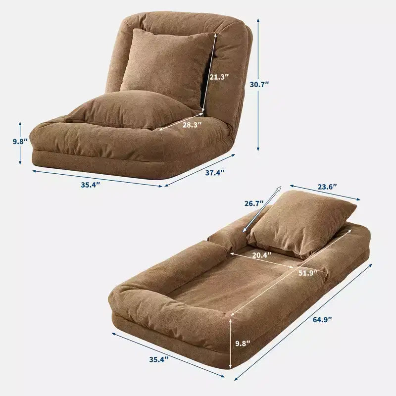 GustoWave 64,9'' Divano Letto Pigro Regolabile a 5 Posizioni, Letto Imbottito per Persone e Cani, Sedia a Sdraio Pieghevole da Terra