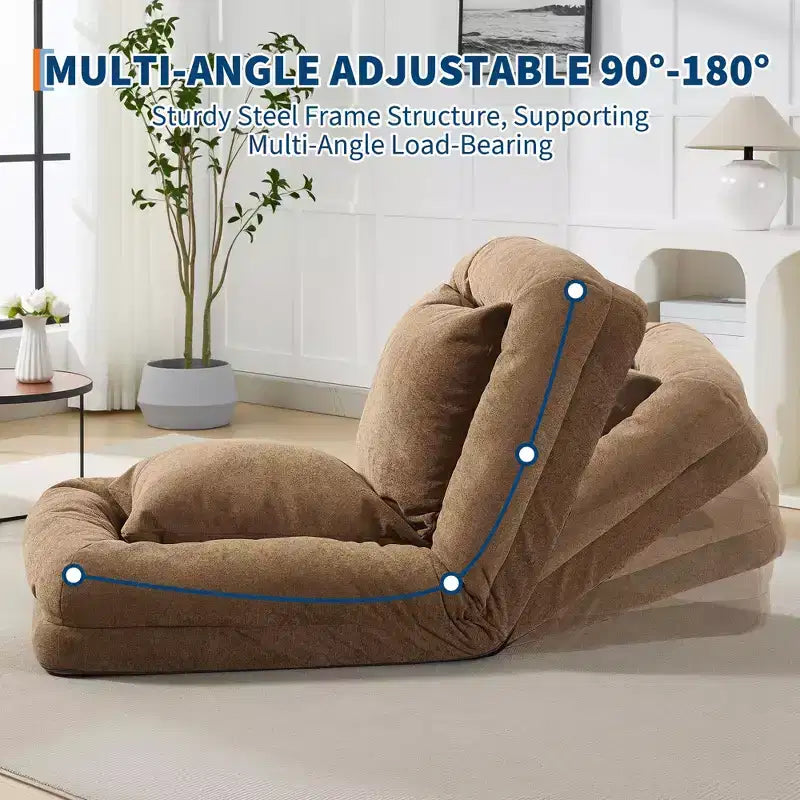 GustoWave 64,9'' Divano Letto Pigro Regolabile a 5 Posizioni, Letto Imbottito per Persone e Cani, Sedia a Sdraio Pieghevole da Terra