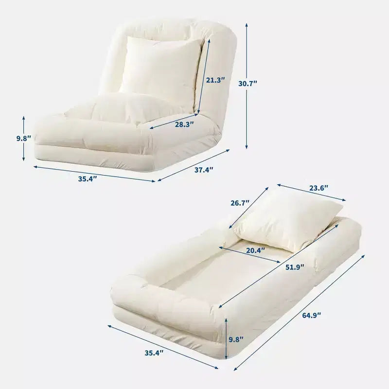 GustoWave 64,9'' Divano Letto Pigro Regolabile a 5 Posizioni, Letto Imbottito per Persone e Cani, Sedia a Sdraio Pieghevole da Terra