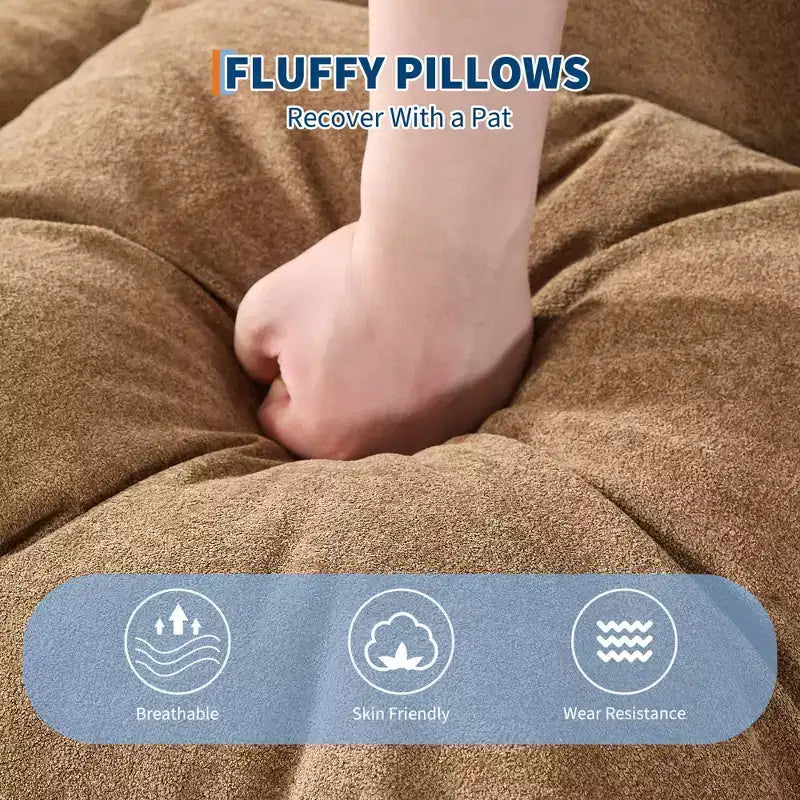 GustoWave 64,9'' Divano Letto Pigro Regolabile a 5 Posizioni, Letto Imbottito per Persone e Cani, Sedia a Sdraio Pieghevole da Terra