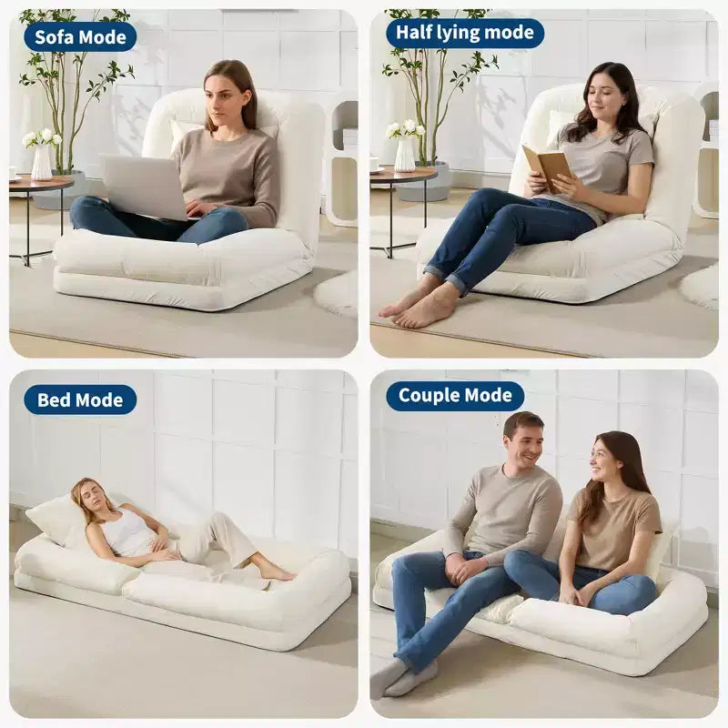GustoWave 64,9'' Divano Letto Pigro Regolabile a 5 Posizioni, Letto Imbottito per Persone e Cani, Sedia a Sdraio Pieghevole da Terra