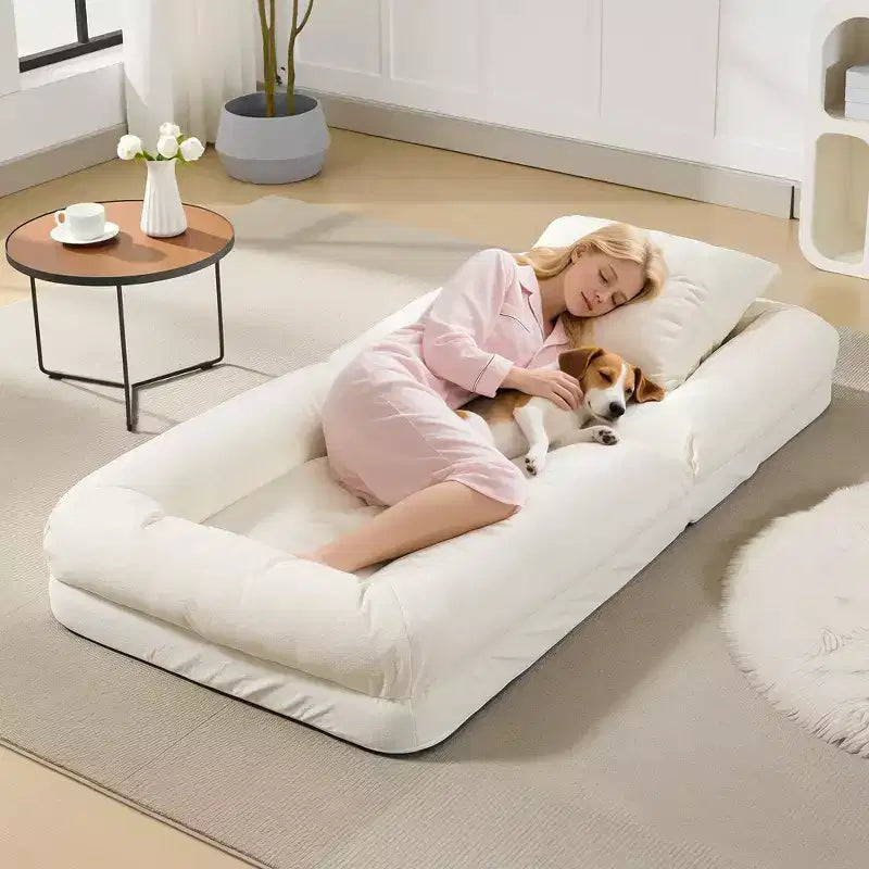 GustoWave 64,9'' Divano Letto Pigro Regolabile a 5 Posizioni, Letto Imbottito per Persone e Cani, Sedia a Sdraio Pieghevole da Terra