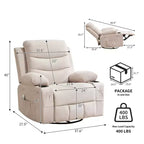 Poltrona reclinabile girevole a 360° per neonati - Sedia a dondolo oversize con massaggio e calore, poltrona reclinabile per piccoli spazi, cameretta dei bambini, camera da letto, soggiorno