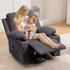 Poltrona reclinabile girevole a 360° per neonati - Sedia a dondolo oversize con massaggio e calore, poltrona reclinabile per piccoli spazi, cameretta dei bambini, camera da letto, soggiorno