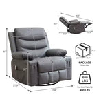 Poltrona reclinabile girevole a 360° per neonati - Sedia a dondolo oversize con massaggio e calore, poltrona reclinabile per piccoli spazi, cameretta dei bambini, camera da letto, soggiorno