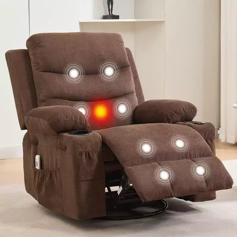 Poltrona reclinabile girevole a 360° per neonati - Sedia a dondolo oversize con massaggio e calore, poltrona reclinabile per piccoli spazi, cameretta dei bambini, camera da letto, soggiorno