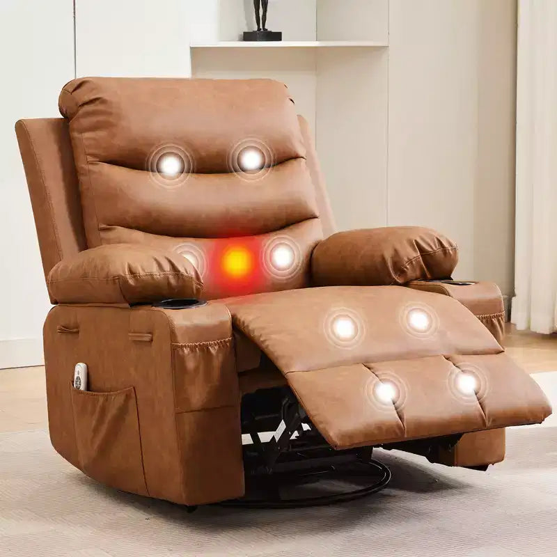 Poltrona reclinabile girevole a 360° per neonati - Sedia a dondolo oversize con massaggio e calore, poltrona reclinabile per piccoli spazi, cameretta dei bambini, camera da letto, soggiorno