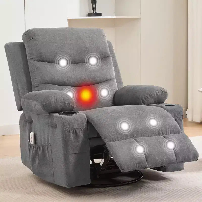 Poltrona reclinabile girevole a 360° per neonati - Sedia a dondolo oversize con massaggio e calore, poltrona reclinabile per piccoli spazi, cameretta dei bambini, camera da letto, soggiorno