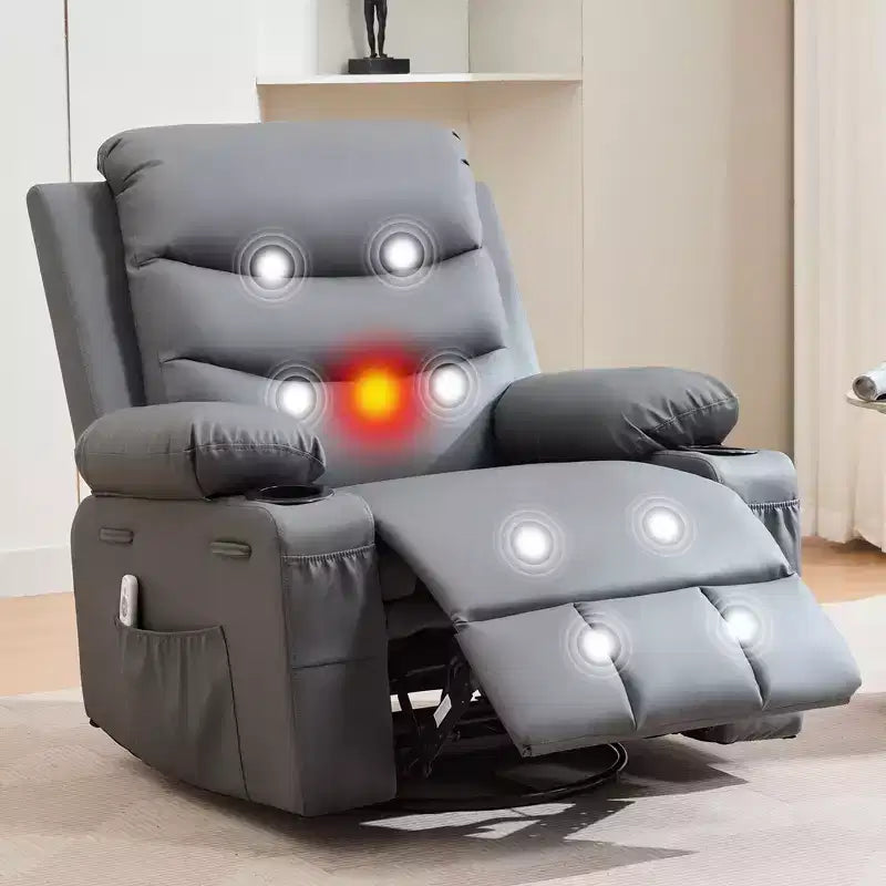 Poltrona reclinabile girevole a 360° per neonati - Sedia a dondolo oversize con massaggio e calore, poltrona reclinabile per piccoli spazi, cameretta dei bambini, camera da letto, soggiorno
