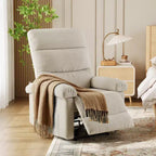 COZONY Recliner Chair for Adults, Manual Fabric Recliner with Side Pocket, Adjustable Ergonomic Single Sofa for Small Living Room, Nursery, Bedroom