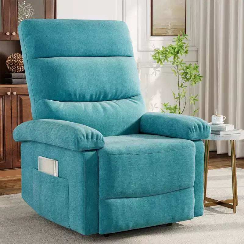 COZONY Poltrona reclinabile per adulti, reclinabile manuale in tessuto con tasca laterale, divano singolo ergonomico regolabile per piccoli soggiorni, camerette, camere da letto