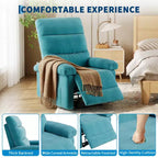 COZONY Poltrona reclinabile per adulti, reclinabile manuale in tessuto con tasca laterale, divano singolo ergonomico regolabile per piccoli soggiorni, camerette, camere da letto