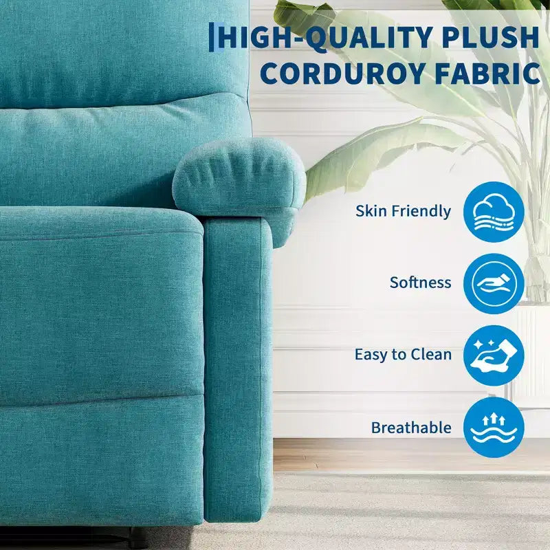 COZONY Poltrona reclinabile per adulti, reclinabile manuale in tessuto con tasca laterale, divano singolo ergonomico regolabile per piccoli soggiorni, camerette, camere da letto