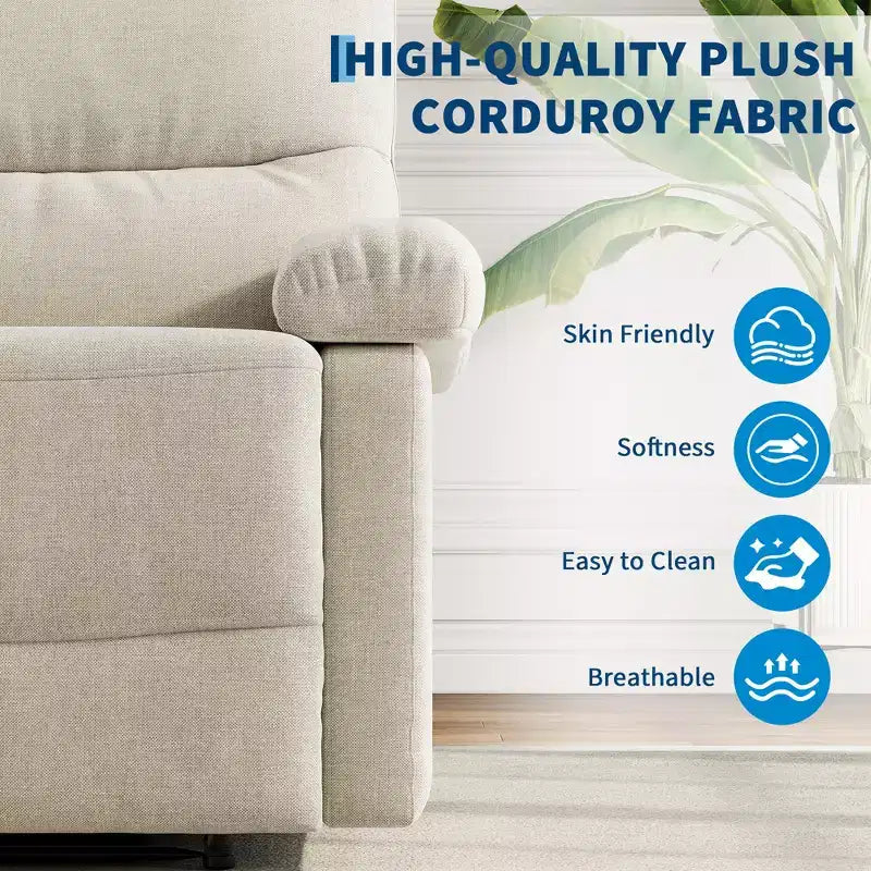 COZONY Poltrona reclinabile per adulti, reclinabile manuale in tessuto con tasca laterale, divano singolo ergonomico regolabile per piccoli soggiorni, camerette, camere da letto