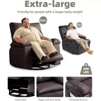 Poltrona reclinabile girevole Rocker Oversize - Poltrona reclinabile manuale in ecopelle PU, poltrona relax con braccioli e schienale imbottiti per soggiorno, camera da letto