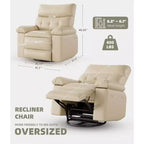Poltrona reclinabile girevole Rocker Oversize - Poltrona reclinabile manuale in ecopelle PU, poltrona relax con braccioli e schienale imbottiti per soggiorno, camera da letto