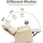 Poltrona reclinabile girevole Rocker Oversize - Poltrona reclinabile manuale in ecopelle PU, poltrona relax con braccioli e schienale imbottiti per soggiorno, camera da letto