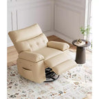 Oversized Wide Rocker Swivel Recliner Chair - Faux PU Leather Manual Recliner, Lazy Chair with Sponge Comfort Arm and Back for Living Room, Bedroom