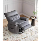 Poltrona reclinabile girevole Rocker Oversize - Poltrona reclinabile manuale in ecopelle PU, poltrona relax con braccioli e schienale imbottiti per soggiorno, camera da letto