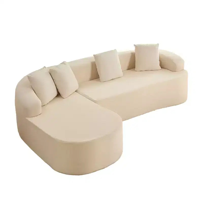 Mjkone Divano componibile a L in ciniglia da 99" con chaise longue curva Divano moderno Cloud a 3 posti