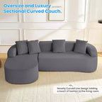Mjkone Divano componibile a L in ciniglia da 99" con chaise longue curva Divano moderno Cloud a 3 posti