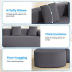 Mjkone Divano componibile a L in ciniglia da 99" con chaise longue curva Divano moderno Cloud a 3 posti