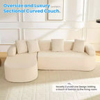 Mjkone Divano componibile a L in ciniglia da 99" con chaise longue curva Divano moderno Cloud a 3 posti