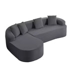 Mjkone Divano componibile a L in ciniglia da 99" con chaise longue curva Divano moderno Cloud a 3 posti