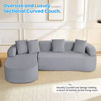 Mjkone Divano componibile a L in ciniglia da 99" con chaise longue curva Divano moderno Cloud a 3 posti