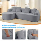 Mjkone Divano componibile a L in ciniglia da 99" con chaise longue curva Divano moderno Cloud a 3 posti
