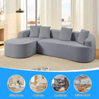 Mjkone Divano componibile a L in ciniglia da 99" con chaise longue curva Divano moderno Cloud a 3 posti