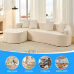 Mjkone Divano componibile a L in ciniglia da 99" con chaise longue curva Divano moderno Cloud a 3 posti