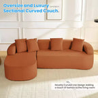 Mjkone Divano componibile a L in ciniglia da 99" con chaise longue curva Divano moderno Cloud a 3 posti
