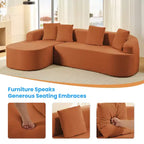 Mjkone Divano componibile a L in ciniglia da 99" con chaise longue curva Divano moderno Cloud a 3 posti