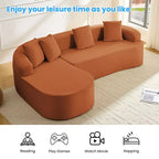 Mjkone Divano componibile a L in ciniglia da 99" con chaise longue curva Divano moderno Cloud a 3 posti
