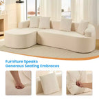 Mjkone Divano componibile a L in ciniglia da 99" con chaise longue curva Divano moderno Cloud a 3 posti