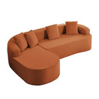 Mjkone Divano componibile a L in ciniglia da 99" con chaise longue curva Divano moderno Cloud a 3 posti